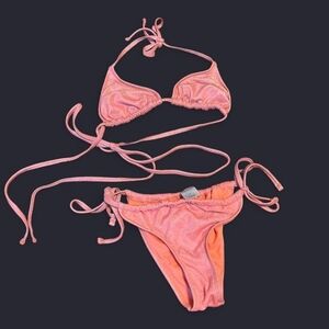 Fabletics Shimmery Coral-Pink String Bikini